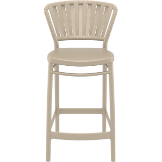 Krzesło barowe zewnętrzne z tworzywa Portofino 65cm taupe Siesta