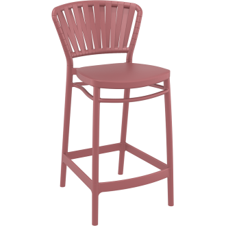 Krzesło barowe zewnętrzne z tworzywa Portofino 65cm marsala / różowe Siesta