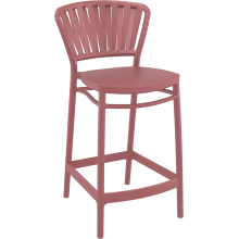 Krzesło barowe zewnętrzne z tworzywa Portofino 65cm marsala / różowe Siesta