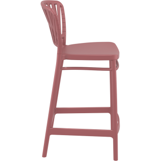 Krzesło barowe zewnętrzne z tworzywa Portofino 65cm marsala / różowe Siesta