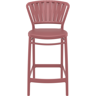 Krzesło barowe zewnętrzne z tworzywa Portofino 65cm marsala / różowe Siesta