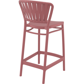 Krzesło barowe zewnętrzne z tworzywa Portofino 65cm marsala / różowe Siesta