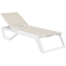 Leżak ogrodowy z siatki Rio Pro biały / taupe Siesta