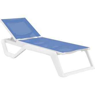Leżak ogrodowy z siatki Rio Pro biały / niebieski Siesta
