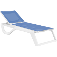 Leżak ogrodowy z siatki Rio Pro biały / niebieski Siesta