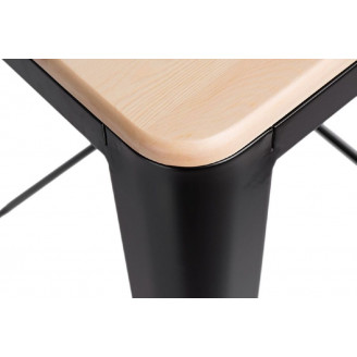 Hoker metalowy Paris Wood 65 sosna naturalna/czarny D2.Design do kuchni, restauracji i baru.