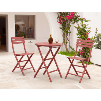 Stół okrągły składany z tworzywa Helen 60cm marsala / różowy Siesta