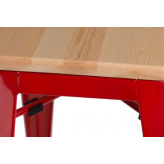 Hoker metalowy Paris Wood 65 sosna naturalna/czerwony D2.Design do kuchni, restauracji i baru.