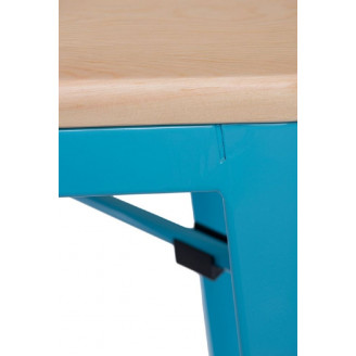 Hoker metalowy Paris Wood 65 sosna naturalna/niebieski D2.Design do kuchni, restauracji i baru.