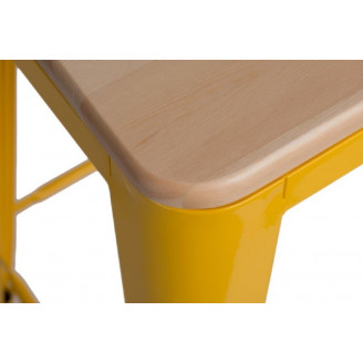 Hoker metalowy Paris Wood 65 sosna naturalna/żółty D2.Design do kuchni, restauracji i baru.