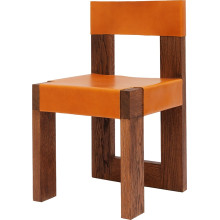 Krzesło drewniane ze skórzanym siedziskiem Object118 bejca / koniak NG Design