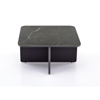 Stolik Kawowy Vicker z 4 Pufami 70x70 - Czarny Marmur | Halmar