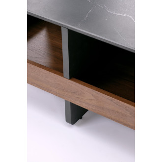 Stolik Kawowy Vicker z 4 Pufami 70x70 - Czarny Marmur | Halmar