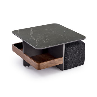 Stolik Kawowy Vicker z 4 Pufami 70x70 - Czarny Marmur | Halmar