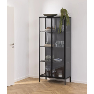 Witryna metalowa - przeszklona na nóżkach Newcastle 180 czarna Actona | Industrialny design