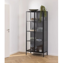 Witryna metalowa - przeszklona na nóżkach Newcastle 180 czarna Actona | Industrialny design