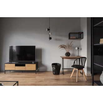 Szafka RTV Industrialna Actona Seaford | Czarno-Dębowa 140cm