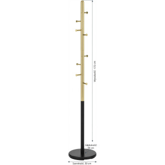 Wieszak stojący glamour Halmar W68 | Czarny/Złoty | 172cm