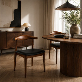 Krzesło drewniane designerskie Classy orzech / czarny Moos Home 2