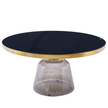 Stolik szklany designerski Dolce Flat 75cm czarny / mosiądz / szary Moos Home