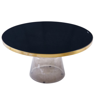 Stolik szklany designerski Dolce Flat 75cm czarny / mosiądz / szary Moos Home