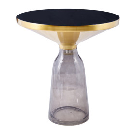Stolik boczny szklany - designerski Dolce Flat 50cm czarny / mosiądz / szary Moos Home