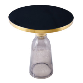 Stolik boczny szklany - designerski Dolce Flat 50cm czarny / mosiądz / szary Moos Home 2