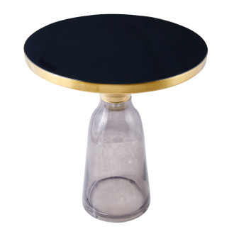 Stolik boczny szklany - designerski Dolce Flat 50cm czarny / mosiądz / szary Moos Home