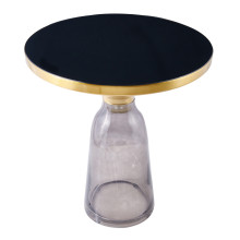 Stolik boczny szklany - designerski Dolce Flat 50cm czarny / mosiądz / szary Moos Home