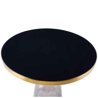 Stolik boczny szklany - designerski Dolce Flat 50cm czarny / mosiądz / szary Moos Home