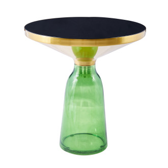 Stolik boczny szklany - designerski Dolce Flat 50cm czarny / mosiądz / zielony Moos Home