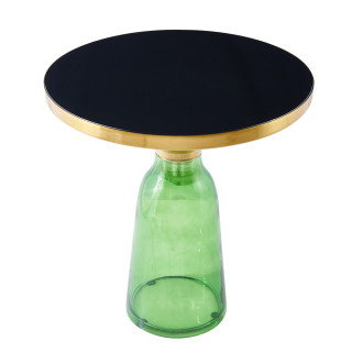 Stolik boczny szklany - designerski Dolce Flat 50cm czarny / mosiądz / zielony Moos Home