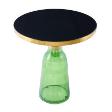 Stolik boczny szklany - designerski Dolce Flat 50cm czarny / mosiądz / zielony Moos Home
