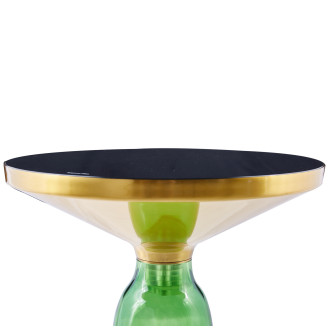 Stolik boczny szklany - designerski Dolce Flat 50cm czarny / mosiądz / zielony Moos Home