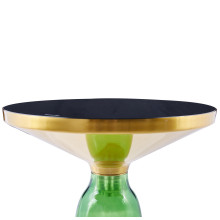 Stolik boczny szklany - designerski Dolce Flat 50cm czarny / mosiądz / zielony Moos Home
