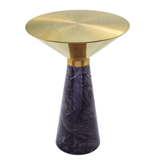 Stolik boczny w kształcie klepsydry Vero 45cm mosiądz / czarny marmur Moos Home