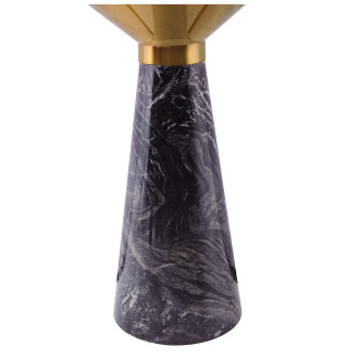 Stolik boczny w kształcie klepsydry Vero 45cm mosiądz / czarny marmur Moos Home