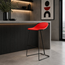 Stołek barowy designerski Caro 75cm czarne nogi i czerwone siedzisko Moos Home