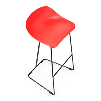 Stołek barowy designerski Caro 75cm czarne nogi i czerwone siedzisko Moos Home