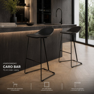 Stołek barowy designerski Caro 75cm czarny Moos Home