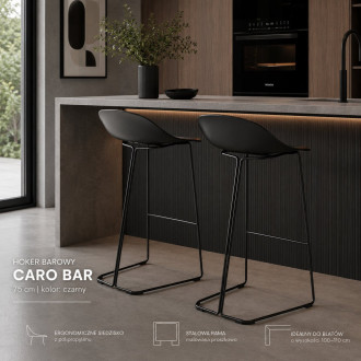 Stołek barowy designerski Caro 75cm czarny Moos Home