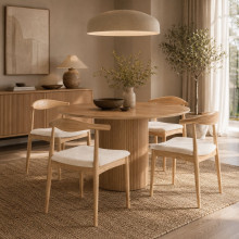 Krzesło drewniane designerskie Classy jesion / beżowy Moos Home