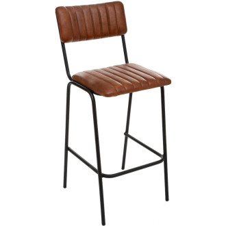 Krzesło barowe ze skóry naturalnej w stylu vintage Dario 75cm brązowe Nordivo