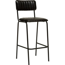Krzesło barowe ze skóry naturalnej w stylu vintage Dario 75cm czarne Nordivo