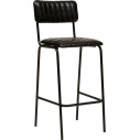 Krzesło barowe ze skóry naturalnej w stylu vintage Dario 75cm czarne Nordivo