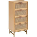 Komoda boho z 4 szufladami i rattanowymi frontami Rayo 50x35x107cm Nordivo