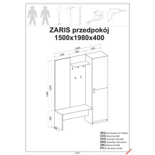 Zestaw do przedpokoju Zaris Halmar | 150cm, dąb złoty/czarny