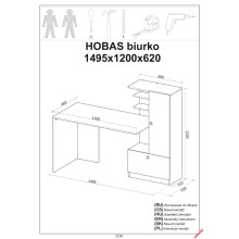 Biurko Hobas 150cm białe Halmar | Biurka z regałem