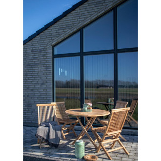Stół okrągły z drewna tekowego - składany Toledo 100cm House Nordic