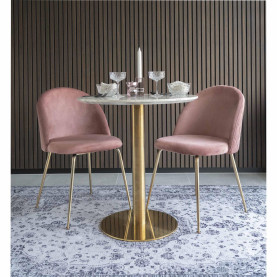 Stół okrągły na jednej nodze Bolzano 70cm imitacja marmuru / złoty House Nordic 2